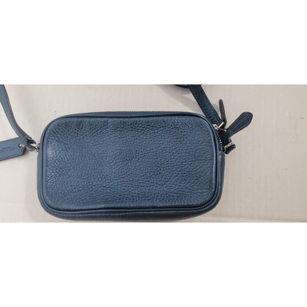 EUC Coach 53372 Blue Metallic Pebbled Leather Mini Crossbody Bag Wallet Purse - Picture 4 of 9